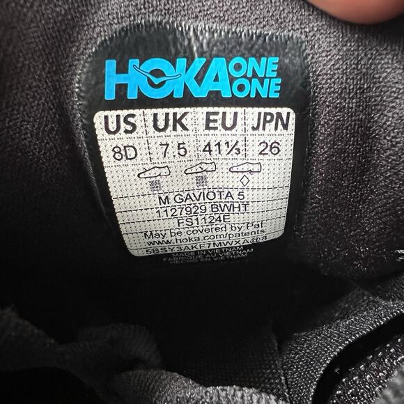 Hoka One One Gaviota 5 Men\'s 8 D Road Running Cushion Black White Sneaker Shoes main image 9